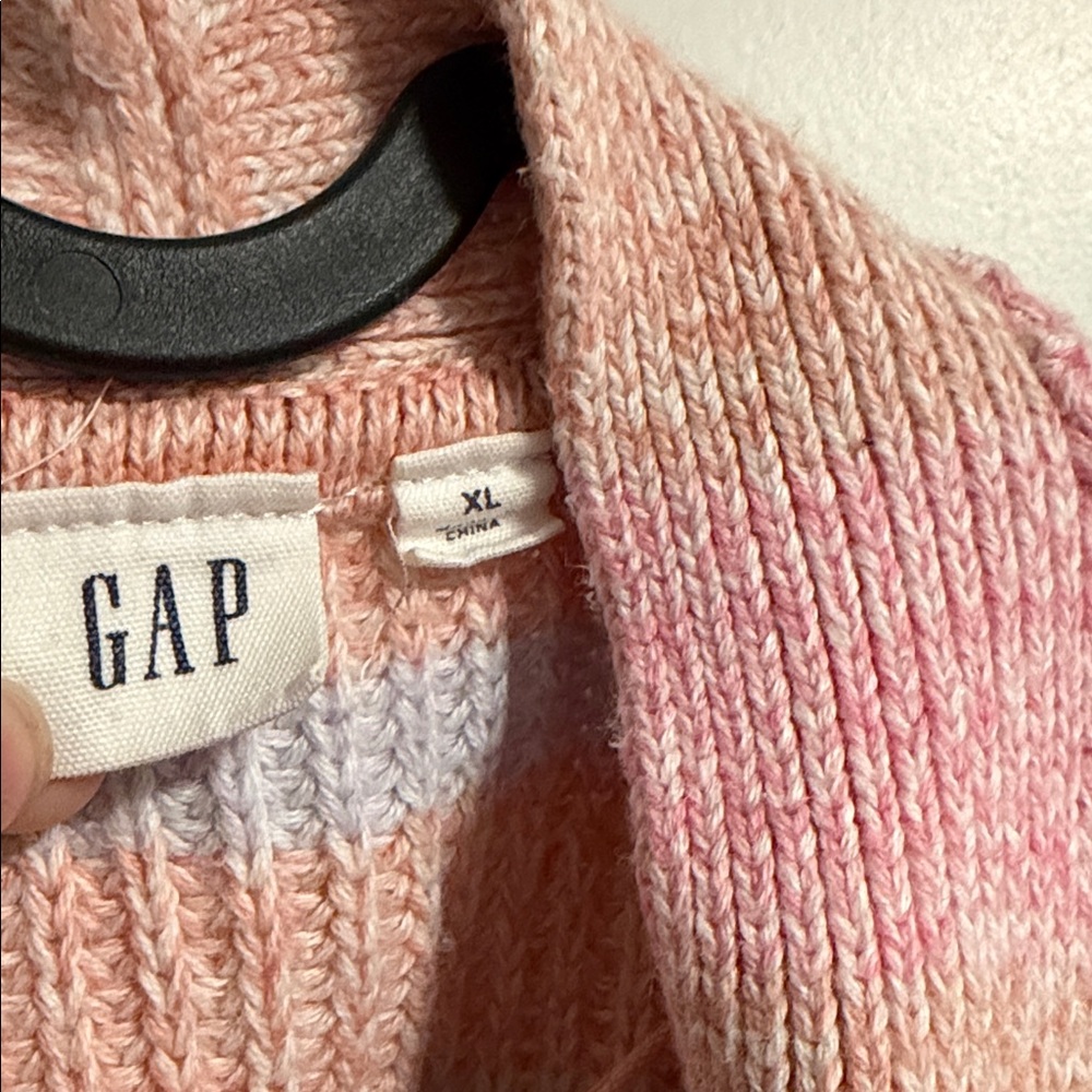 GAP Pastel Striped Button-Front Cardigan in Pink, Peach & Lavender - Picture 2 of 5
